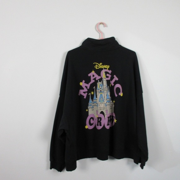 Disney Magic Crew 1/4 Zip Pullover Sweatshirt Women 3X Black Castle Retro 542 - Picture 6 of 12